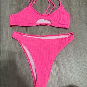 Vibrant Pink Textured Bikini Set